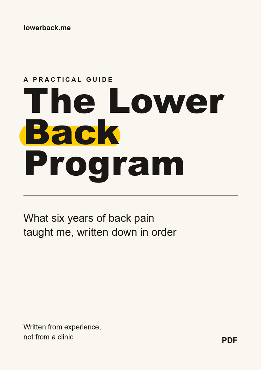 Cover of The Lower Back Program, a PDF program for long-running lower back pain